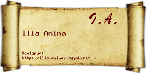 Ilia Anina névjegykártya